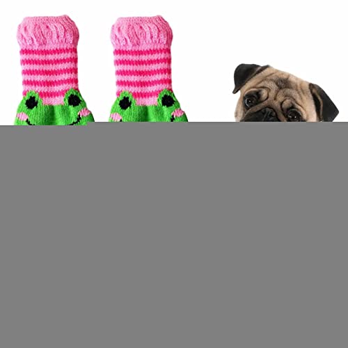 Hongjingda Hundesocken - 4 Stück Cartoon Hundesocken rutschfeste Traktionskontrolle,Pet Puppy Doggie Grip Socks Niedlicher Pfotenschutz zum Schutz von Hartholzböden, 3 Stile von Hongjingda