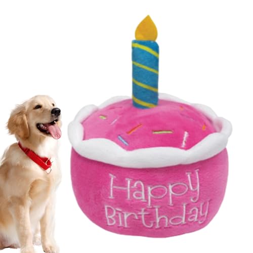 Honhoha Hunde-Geburtstags-Kauspielzeug,Hunde-Geburtstag-skuchen-Spielzeug - Plüschkuchen-Hundekauspielzeug Geburtstagsgeschenk für und Mädchen, waschbar, langlebig, Welpenkuchen, Welpen, von Honhoha