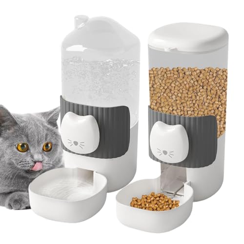 Honhoha Katzenfutter- und Wasserspender-Set, automatischer Katzenfutterspender und Wasser, Futterautomat für Hunde, Haustier-Futterspender und Wasserspender-Set, Hunde-Futterspender und von Honhoha