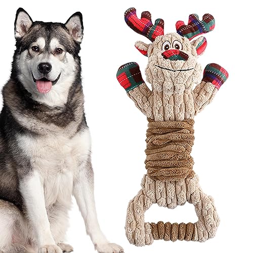 Honhoha Weihnachts-Hundespielzeug,Quietschspielzeug für Hunde | Stoff-Haustierprodukte, Armband in Elchform, Interaktion, elastische Dehnbarkeit, lustig und langlebig, für die Spielzeit von Honhoha