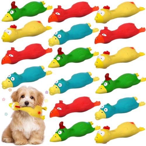 Honoson Kleines schreiendes Gummi-Huhn-Spielzeug, Großpackung, 16,8 cm lang, Gummi-Huhn, quietschendes Hundespielzeug, Latex-Hundespielzeug, weiches Geräuschmacher, Hundespielzeug für Hunde, von Honoson