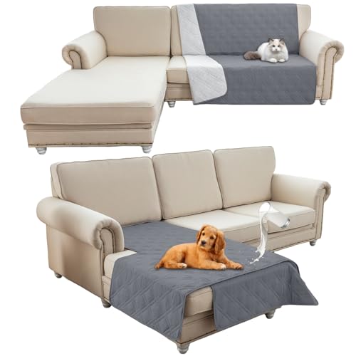 HonunG wasserdichte Haustierdecke,Sofa Decke,Hundedecke Für Unterwegs,wasserdichte Decke,Wasserfeste Decke bieten umfassende Abdeckung und Schutz für Ihre Sofa, Bett, Autositz (208x259cm,Grau) von HonunG