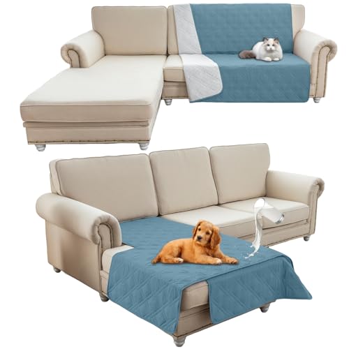 HonunG wasserdichte Haustierdecke,Sofa Decke,Hundedecke Für Unterwegs,wasserdichte Decke,Wasserfeste Decke bieten umfassende Abdeckung und Schutz für Ihre Sofa, Bett, Autositz (208x259cm,Grau Blau) von HonunG