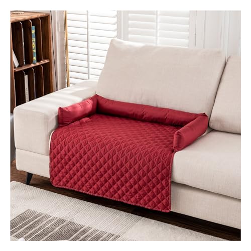 Hundedecke Sofa,Hundebett Katzenkissen Couch für Sofaschutz,Wasserfeste Rutschfester Unterseite, Möbelschutz für Kleine, Mittelgroße und Große Hunde und Katzen (75×120cm,Rot) von HonunG