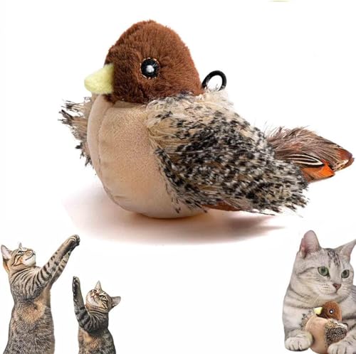 Hooneme Viralhuntz Cat Toy, Petsboro Feather Flyer, Flapping Bird Cat Toy Flying, Upgraded Simulated Chirping Bird Cat Toy for Indoor Cats von Hooneme