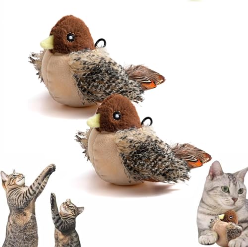 Hooneme Viralhuntz Cat Toy, Petsboro Feather Flyer, Flapping Bird Cat Toy Flying, Upgraded Simulated Chirping Bird Cat Toy for Indoor Cats von Hooneme