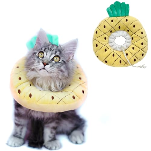 Hoopea Verstellbares Katzenhalsband, bequem, weich, nach Operationen, schützendes elisabethanisches Halsband für Wundheilung (Ananas, Medium) von Hoopea