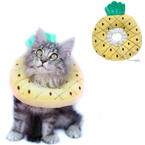 Hoopea Verstellbares Katzenhalsband, bequem, weich, nach Operationen, schützendes elisabethanisches Halsband für Wundheilung (Ananas, klein) von Hoopea