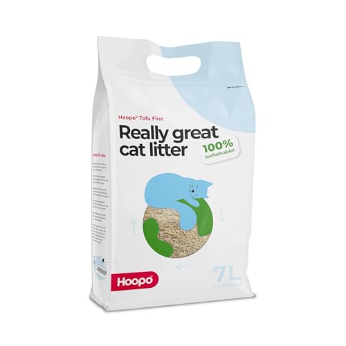 Hoopo® Tofu Fine-Katzenstreu | Bio-Katzenstreu | völlig staubfrei | klumpend | ohne Geruch | wirksam gegen unangenehme Gerüche (7L) von Hoopo