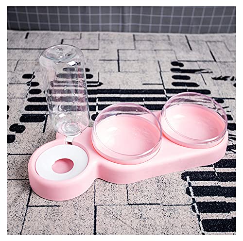 Hoothy Fressnapf Katze - 3 in 1 Feeding Bowl - Food Grade PP Bowl - Futter und Wasser - Non-Slip No-Spill Silicone Mat - Geeignet für Hunde, Katzen, Pappy, Kitty - Drinking Bottle 480ML (Rosa) von Hoothy