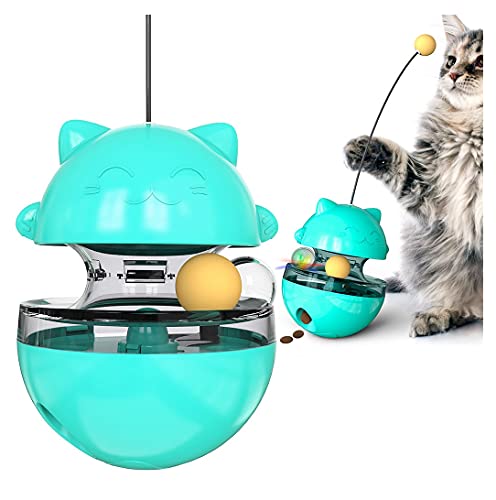 Hoothy Katzenspielzeug, Katze Bälle Trackball mit 360°raumdrehendem, Federspielzeug, Katzen Roller Ball Intelligenzspielzeug für Cat Haustiereignung (Blau) von Hoothy