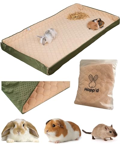 Hopp'd HutchLiner™ – waschbare Fleece-Einlage für Meerschweinchen/Kaninchen, geruchsabweisend, wasserdicht, rutschfest, vegan, Urinierunterlage, Kühlmatte, Heutasche (Midwest 119,4 x 61 cm, von Hopp'd