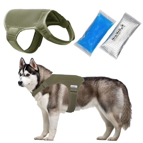 Horay World - HORAY Cooling Dog Vest - Hundekühlweste mit innovativen Kühlpacks (L, Olivgrün) von Horay World