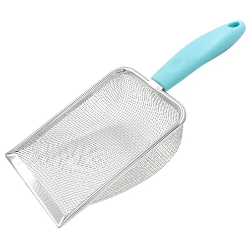 Hordion Katzenstreuschaufel, Edelstahl-Mesh-Schaufel, antihaftbeschichtete Metallstreuschaufel, feiner Sandstreuschaufel für Katzentoilette, Kätzchen, Pooper Lifter, Cyan von Hordion