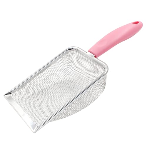 Hordion Katzenstreuschaufel, Edelstahl-Mesh-Schaufel, antihaftbeschichtete Metallstreuschaufel, feiner Sandstreuschaufel für Katzentoilette, Kätzchen, Pooper Lifter, Rosa von Hordion