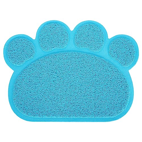 PVC Pet Dog Cat Puppy Kitten Dish Bowl Food Water Feeding Placemat, Non Slip Cat Litter Mat Paw Shape Pet Supplies(Sky Blue) von Horoper