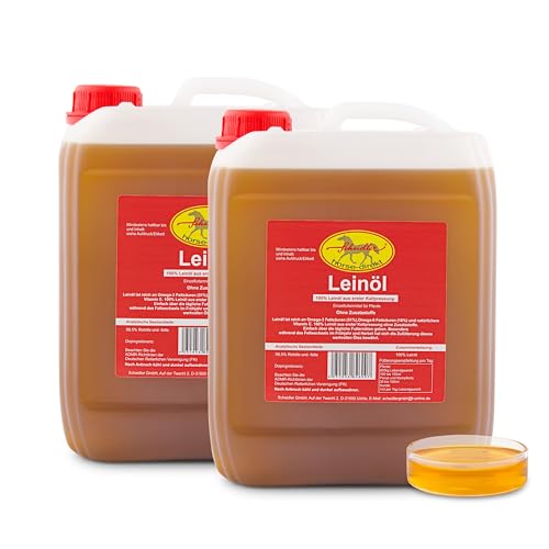 Horse-Direkt Premium Leinöl 20 L (2x10 Liter Kanister) Für Pferde, Hunde & Katzen- Leinsamenöl Kaltgepresst Zum Barfen Für Das Tier - Natürlicher Futterzusatz Zur Unterstützung von Scheidler horse-direkt