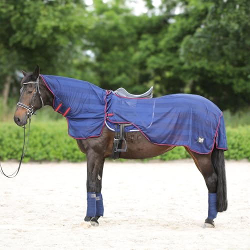 Horsenjoy Ausreitdecke York Lyra mit Halsteil (135) für Pferd, Sommer, Reitdecke, Blau, 135 von Horsenjoy