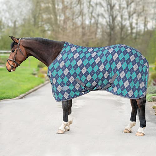 Horsenjoy Fleece-Abschwitzdecke Dalia mit Gurten (135 cm, Grau-Blau) von Horsenjoy