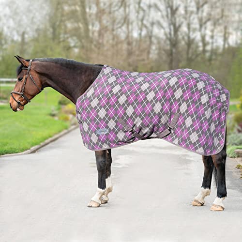 Horsenjoy Fleece-Abschwitzdecke Dalia mit Gurten (145 cm, Grau-Rosa) von Horsenjoy