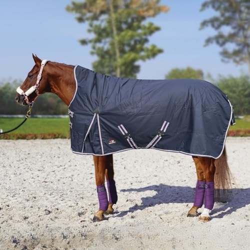 Horsenjoy Regen-Weidedecke Aristo High Neck 200g dunkelblau (125 cm) von Horsenjoy