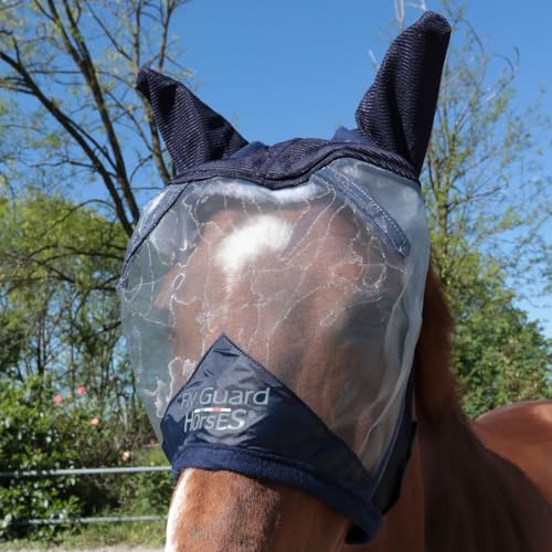 Fliegenmaske Horses Fly Guard, leicht und atmungsaktiv, feine Maschen, mit Ohren aus perforiertem Stoff zum Schutz vor Fliegen und Mücken (Blau, Xs) von Horses