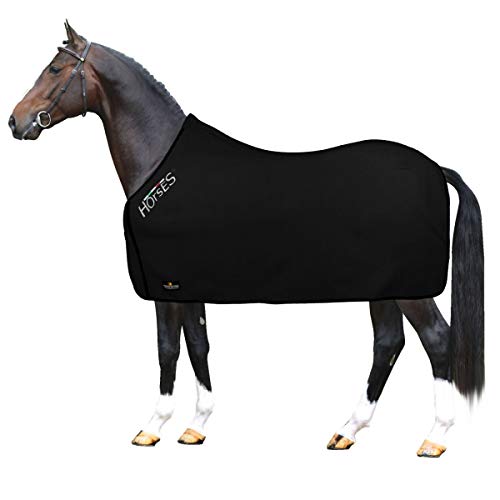 Horses, Fleece Pferdedecke, Basismodell, weich und bequem, ideal für Transport und Feierabend, Größe XS-120cm bis XXL-162cm, erhältlich (Schwarz-135 cm) von Horses