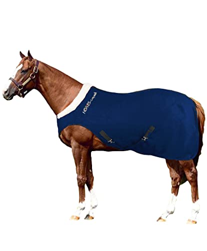 Horses, Pferdedecke Fleece Cosy Walk, Hervorragend Verarbeitete Decke, Nützlich zum Schutz des Pferdes vor Temperaturschwankungen, Regen und Insekten (Blau, 128 cm) von Horses