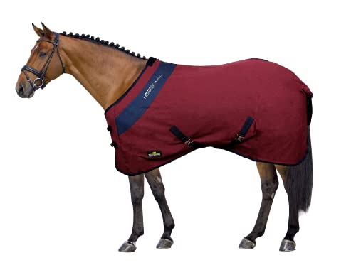 Horses, Pferdedecke für Pferdebox in Cotton Maddy 2 Modell, Leicht und Atmungsaktiv für Frühling und Sommer, mit Riemen und Schweifhülle (Bordeaux/Blau- 145 cm) von Horses