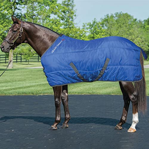 Horses, Stalldecke Essential 350gr, Hervorragend Verarbeitete Decke, Nützlich zum Schutz des Pferdes vor Temperaturschwankungen und Insekten (120 cm, Blau/Schwarz) von Horses