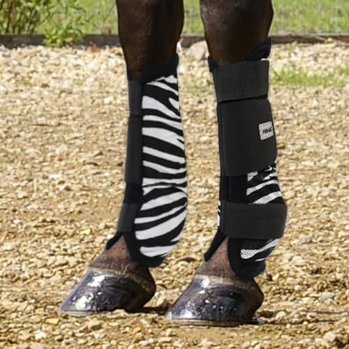 Horses Fly Zebra Schienbeinschoner zum Reiten, weich und strapazierfähig, maximaler Schutz vor Verletzungen und Wunden (Zebra, extra voll) von Horses