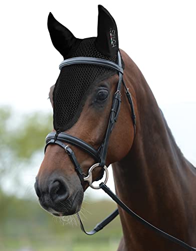 Lange Pferdemütze Horses Loop, schwarz, voll, atmungsaktiv, weicher und elastischer Stoff, schützt das Pferd vor Hitze, Lärm, Insekten von Horses