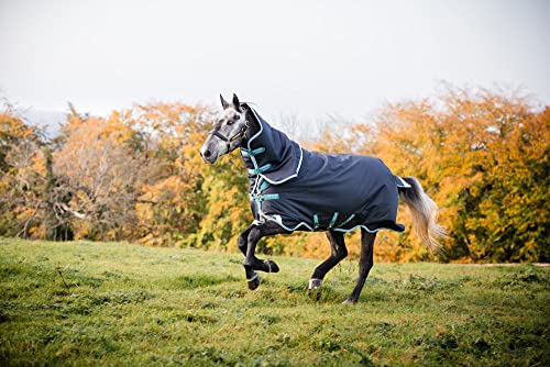 Horseware Amigo Bravo 12 Plus medium mit Halsteil Navy/Aqua Gr. wählbar (165) von Horseware