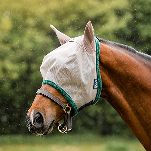 Horseware Amigo Fly Mask, Größe:Kleines Pony, Farbe:Oatmeal/Green von Horseware