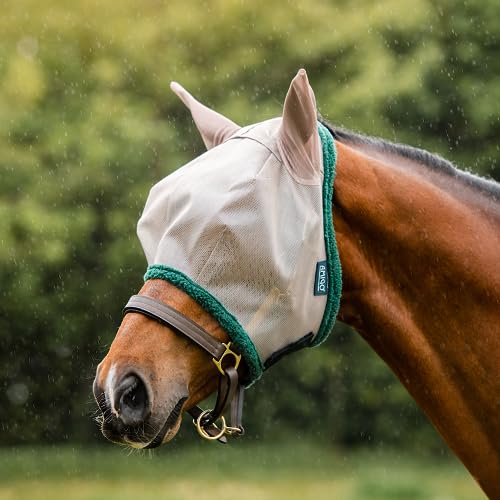 Horseware Amigo Fly Mask, Größe:Pony, Farbe:Oatmeal/Green von Horseware