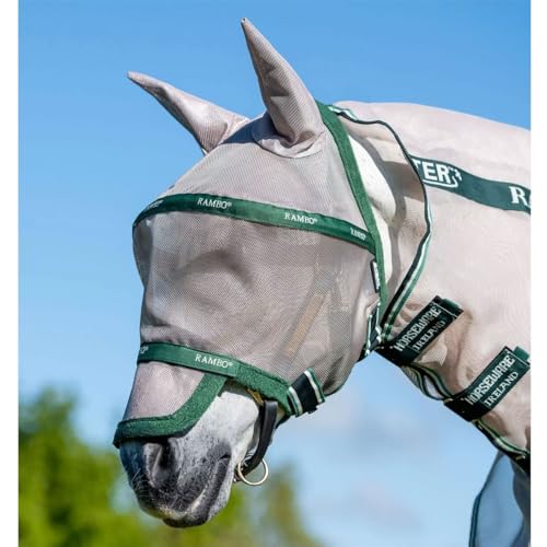 Horseware Rambo Fly Mask Plus Non Treated, Größe:Vollblut, Farbe:Oatmeal/Green von Horseware