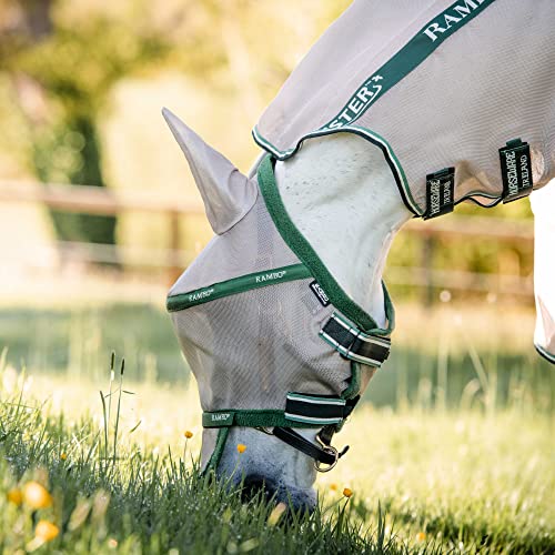 Horseware Rambo Fly Mask Plus Non Treated, Größe:Vollblut, Farbe:Oatmeal/Green von Horseware