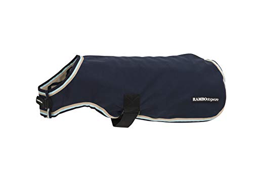 Horseware Rambo Hundedecke, wasserdicht, Fleece, Größe S, Marineblau/Beige/Hellblau von Horseware