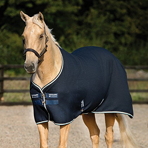 Horseware Rambo Techni Waffle Cooler Rug 125cm Navy, Beige/Baby Blue & Navy von Horseware