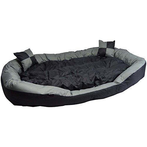 Hossi's Wholesale Hundebett waschbar mit Wendekissen, kuscheliges Hundesofa grau, Hundekorb Größe M 85x70x20cm von Hossi's Wholesale