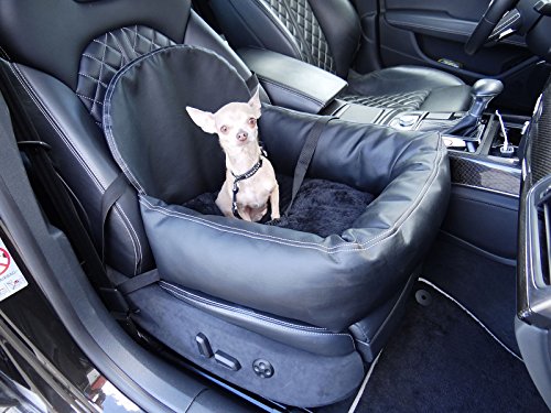 Knuffliger Leder-Look Autositz für Hund, Katze oder Haustier inkl. Flexgurt kompatibel für Mitsubishi Space Star Großraumlimousine von Hossi's Wholesale