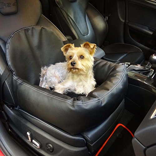 Knuffliger Leder-Look Autositz für Hund, Katze oder Haustier inkl. Gurt und Sitzbefestigung kompatibel für Audi A4 Avant von Hossi's Wholesale
