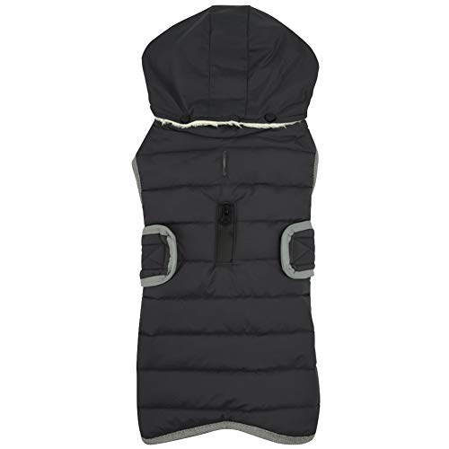 Cozy Winter Hundemantel Warm Kariert Hundejacke Hunde Kleidung Bekleidung Weste Mit Kapuze Abnehmbarer für Kleine Mittelere und Große Hunde,Dunkelgrau,M: Chest (45-55CM) von HotYou