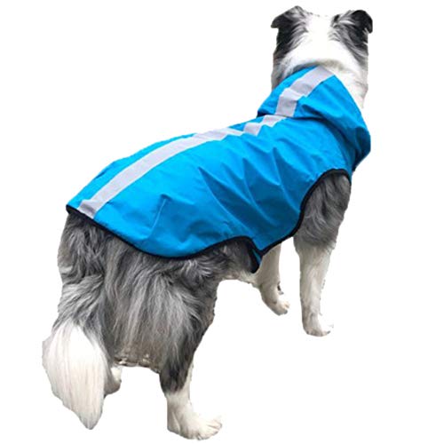 HotYou Hunderegenmantel, Wasserdichter Hundemantel mit Kapuze und Reflektoren für trockene für Kleine Mittelere und Große Hunde,Blau,XL: Chest (57-68CM) von HotYou