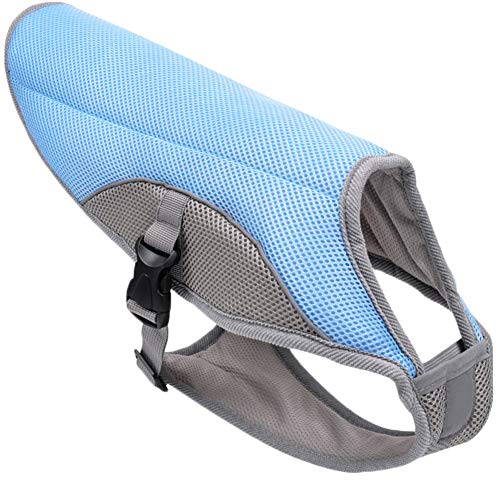 Kühlweste Hund, Swamp Cooler, Atmungsaktives Haustier Kühlmantel, Outdoor Hundekühler Harness Sicherheit Atmungsaktive Hundemantel für Mittlere und große Hunde,Blau,L: Chest (55-75CM) von HotYou