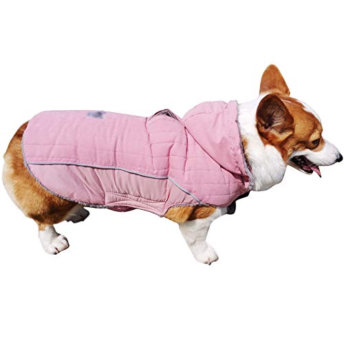 Winter Jacken Hundemantel Hundepullover Haustier Skifahren Hunde Kostüm Winterjacke Weste Mit Kapuze Abnehmbarer,Rosa,3XL: Chest (78-90CM) von HotYou