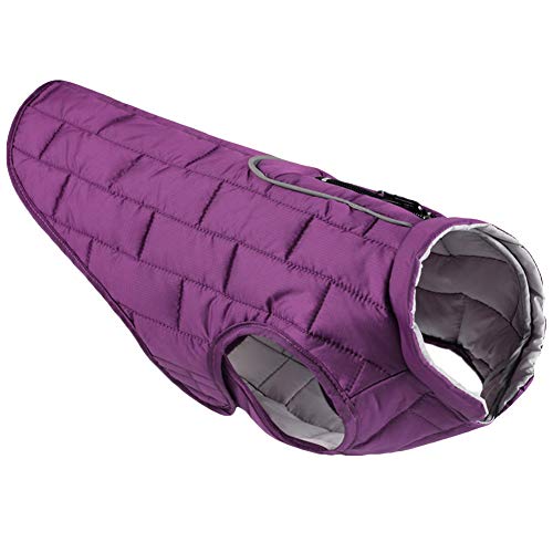 wasserdichte Hundemantel, Haustier Winterbekleidung Snowproof, Warme Haustier Jacke Hundejacke Hundepullover für Hunde,Lila,L: Chest (65-86CM) von HotYou