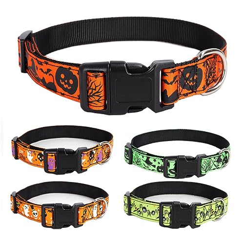 Halloween-Hundehalsband und Leine, langlebig, weich, Kürbis, Fledermaus, Katzen-Stil, verstellbar, für kleine, mittelgroße und große Hunde von Hotlion