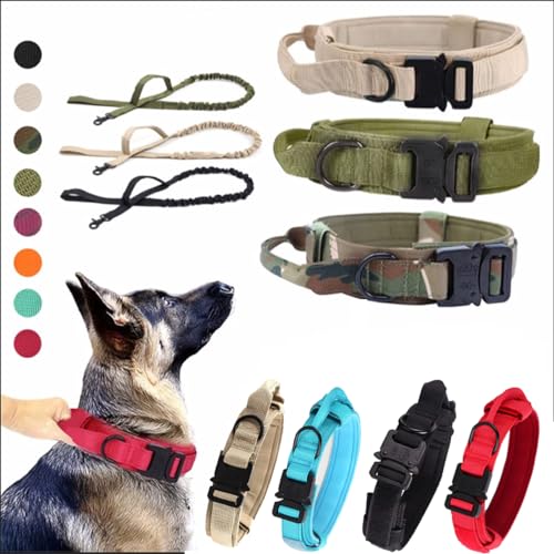 Taktisches Hundehalsband, verstellbares militärisches Trainingshalsband, geeignet für mittelgroße und große Hunde, dunkelgrün, Größe XL von Hotlion