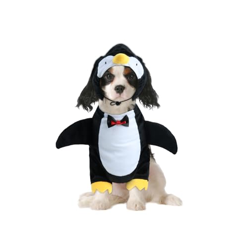 HOTUMN Hunde-Pinguin-Halloween-Kostüm, niedliches und lustiges Haustierkostüm, weiches Hunde-Cosplay-Outfit, Halloween, Weihnachten, Party, Hundekleidung für kleine, mittelgroße Haustiere (XS) von Hotumn